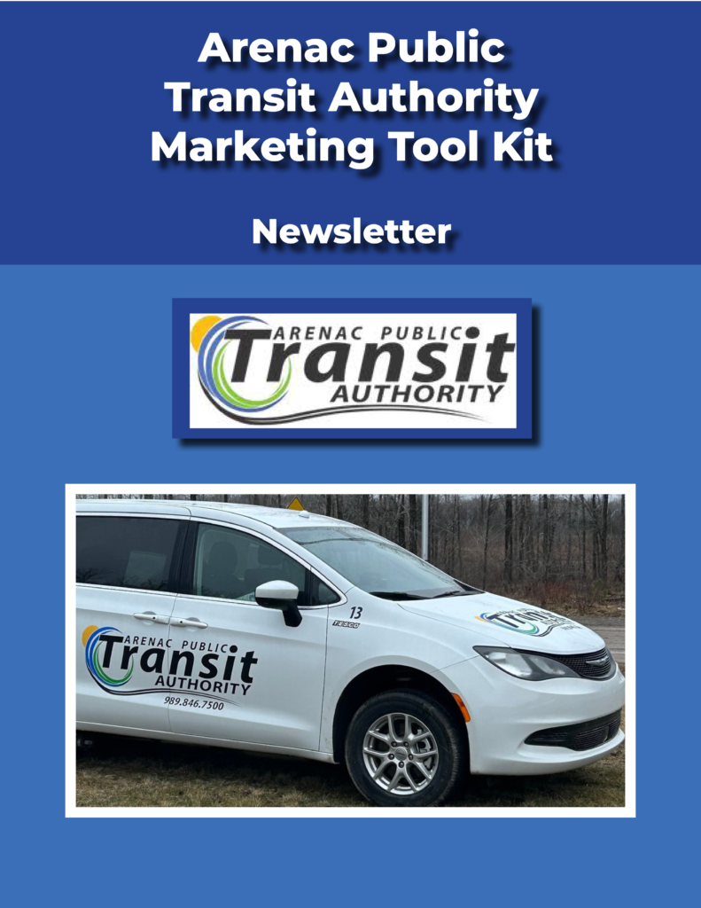 Arenac Public Transit Marketing Tool Kit Cover for Newsletter