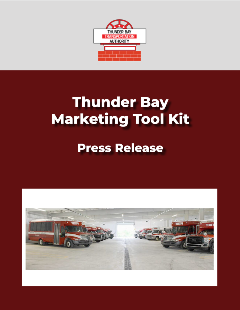 Thunder Bay Transit Authority Marketing Kit Cover for Press Release